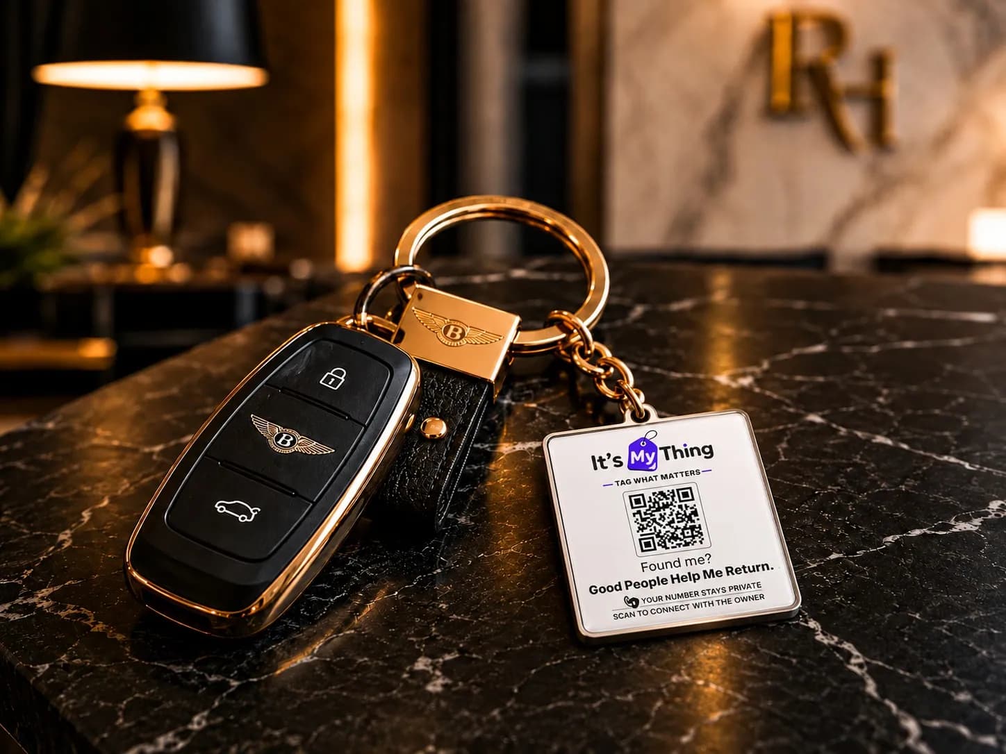 An It’s My Thing tag on a keyring.